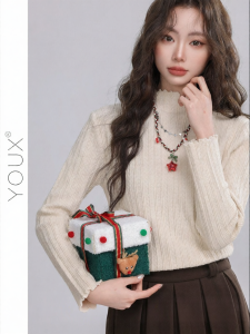 YOUXIANG | Áo Len Cổ Trụ Form Ôm Phong Cách Vintage