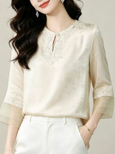 DAIXIANGFEIZI | Áo Sơ Mi Satin Thời Trang Elegance Tay 3/4