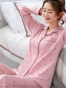 Casual Pure Cotton Long Sleeve Sleepwear Set for Women Comfortable Home Clothes Large Size Spring Summer Autumn Seasonal Use