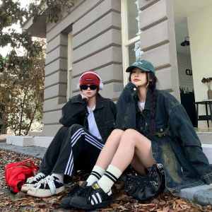 American Retro Blue Denim Jacket Loose Fit Washed out Spring Autumn New Style High Street Trendy Brand Men Women Jacket