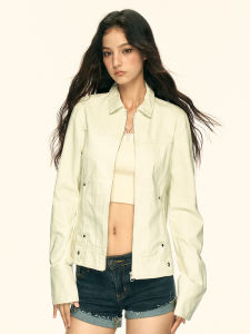 Aaisup | Áo Khoác Ngắn Vintage Cổ Xếp