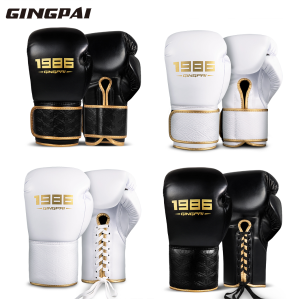 Găng Tay Tập Luyện MMA Sanda Dành Cho Người Lớn Chuyên Nghiệp Microfibe Thiết Bị Đấm Bốc Có Dây Buộc Dày Cho Võ Thuật Muay Thái Màu Đen/trắng