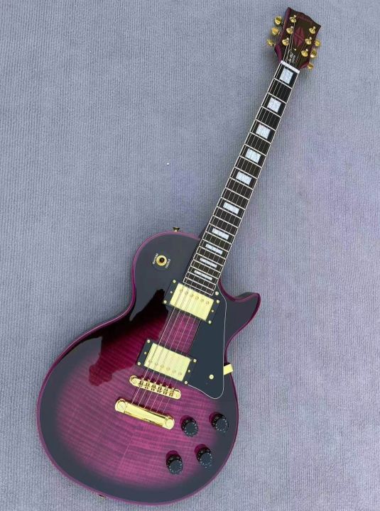 Classic Gibson Les Paul Custom Electric Guitar Flame Maple Top Purple Red Colour Choose 2015