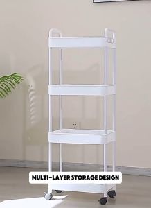 2/3/4/5 Layers Trolley Cart Moving Rack Kitchen Storage Shelf Cabinets Bedroom Bathroom Organizer