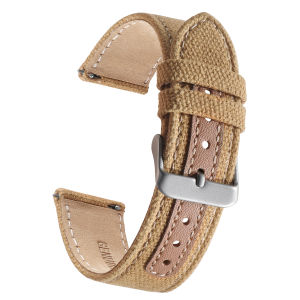 20mm 22mm Genuine Leather Nylon Sailcloth Watch Band Quick Release Strap Vintage Bracelet for Men Women Replacement Wristbands