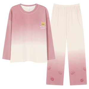 MiiOW | ชุดนอนผู้หญิงผ้าฝ้ายแท้แขนยาวฤดูร้อน ชุดอยู่บ้านแบบสวมหัว คอกลม แขนยาว ชุดนอนผ้าฝ้ายแท้ ชุดนอนผู้หญิง