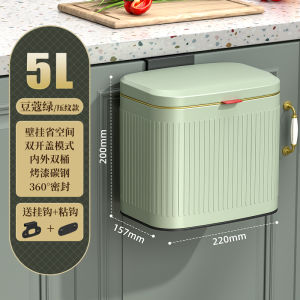 Stainless Steel Kitchen Bathroom Waste Bin Wall Mounted Cabinet Door Hanging Storage Bucket Home Use Household Cleaning Tools