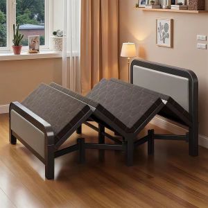 Table Trove.PH Folding Bed Metal Foldable Bed Queen/Single Bed Frame Bed Head With Soft Pad Living Room Office