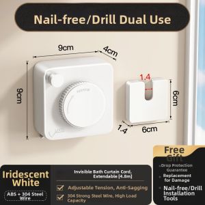 TIANDIYU | Bathroom Wall-Mounted Strong Load Bearing Stretchable Stainless Steel Bath Curtain Rope