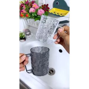 High-value Couple Glacier Pattern Mouthwash Cup & Transparent Toothbrush Cup for Children
