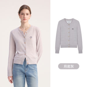 TeenieWeenie Womens Knitted Sheep Wool Sweater Cardigan round Neck Spring Autumn Winter Fashion Commute Style Medium Softness