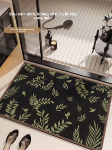 Thảm Lót Cửa Hấp Thụ Đất Sét Diatom Retro Họa Tiết Hoa Xanh