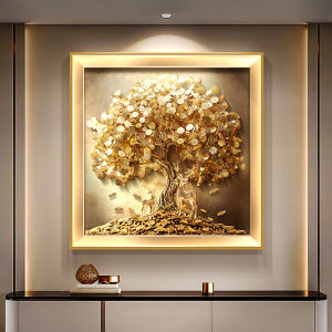 Luxury Auspicious Wealth Tree Square Decorative Wall Art