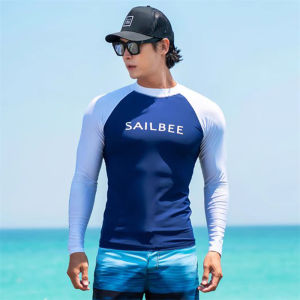 SAILBEE Mens UV Protect Surfing Rash Guard Long Sleeve Swimsuit Rashguard Surf Shirt SB-M009