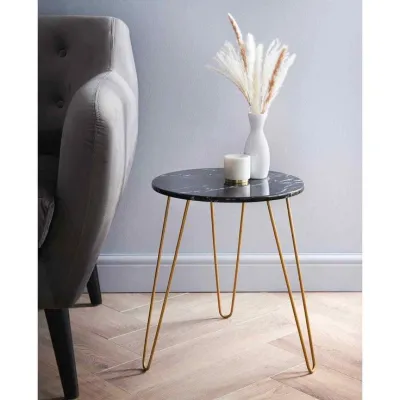 Meja Bulat Meja Tamu Besi Emas Gold Luxury Table