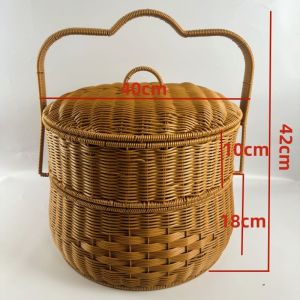 Rattan Look Handwoven Basket Large Round