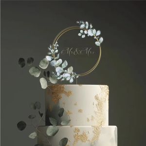Translucent Color Happy Birthday Cake Toppers Leaf Acrylic Wedding Party Cake Topper Decoration for Baby Shower Baking Supplies