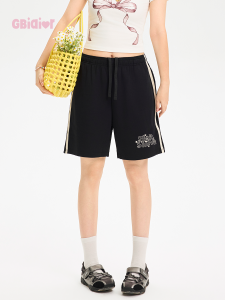 Gbiaior | Retro Patchwork Loose-fit Adjustable Waist Shorts