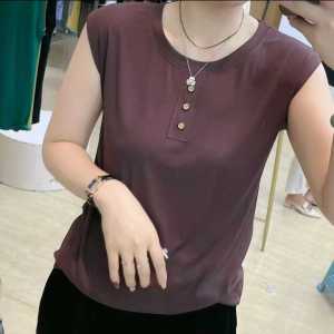 QIAOXIZI | Cotton Sleeveless T-shirt for Women - Fashionable and Youthful