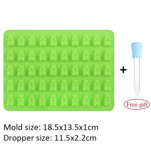 50 Grids Gummy Bear Mold Silicone Cute Bear Jelly Mould with Dropper Candy Chocolate Fondant Moulds DIY Baking Decoration Tools