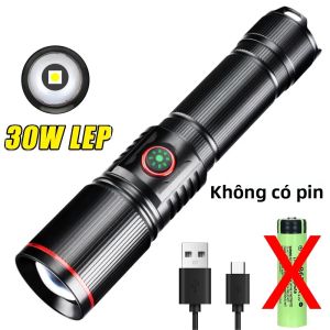 Đèn Pin LED Công Suất Cao Đèn Pin Có Thể Phóng To Có Thể Sạc Lại Với Pin Tích Hợp USB Cắm Trại Ngoài Trời Đèn Chống Nước >500m