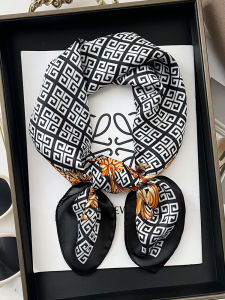 ผ้าพันคอไหมลายดอกไม้สไตล์วินเทจ ผ้าพันคอขนาดเล็กสำหรับผู้หญิง ฤดูใบไม้ผลิและฤดูใบไม้ร่วง สายรัดกระเป๋า ตกแต่ง สายรัดกระเป๋า แฟชั่น