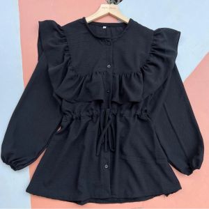 Blouse Crincle wanita Remaja Korean Look/Blouse Muat Size S-5L