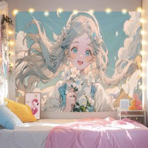 VIKAMA Cổ Trắng Hổ Hoa Nàng Tiên Anime Bướm Thảm Ấm Polyester Phòng Nền Trang Trí Cho Phòng Khách Phòng Ngủ