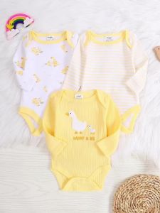 3PCS Baby Girl Onesie New Style Baby Girl Clothes Spring/Autumn Long-Sleeved Onesie Cotton Fabric Suitable for 0-9 Months