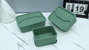 Silicone Food Storage Box 3/2/1 Compartment Multi-purpose Lunch Box Large Capacity Suitable For Travel Picnic And Home Use