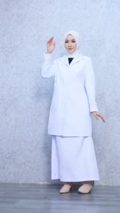 Seragam asn wanita putih rok A baju dinas perawat seragam NAKES wanita tunik Putih rok A