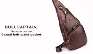 BULLCAPTAIN Mens Leather Chest Bag Casual Retro Plus Version Large-capacity Anti-theft Reinforced One-shoulder Messenger Bag