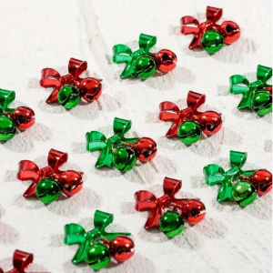10 Chiếc Mặt Dây Trang Trí Móng Tay Hình Chuông Giáng Sinh 3D Màu Đỏ & Xanh Lá Mặt Dây Hình Nơ Chuông Hợp Kim Trang Trí Móng Tay Cho Tiệc Giáng Sinh Phụ Kiện Làm Móng