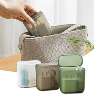 Desktop Data Cable Storage Box with Cover Cable Wire Container Box Dustproof Mobile Phone Charge Box Transparent In Office Home