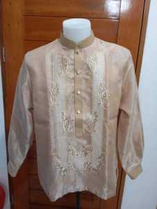 Modern Barong Tagalog with  Mocha Lining