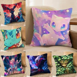 Bandai | Pokemon Electric Type Collection Anime Plush Pillow Cover Soft Short Plush Cushion Cover For Sofa Bedroom Decor Gift