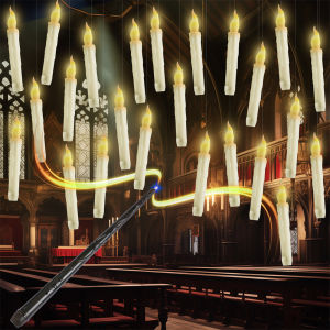 Halloween LED Floating Candles with Magic Wand Remote Battery Operated Potter Floating Candles Warm Light Home Party Decoration