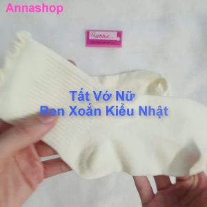Tất vớ nữ dài ngang ống chân màu trơn ren xoắn kiểu Nhật mang giày thể thao (MS 13016) Anna Shop