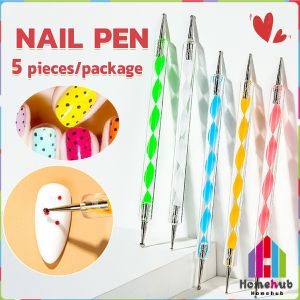 Homehub Nail Art Dotting Tool Point Drill Nail Pen of Spiral Rod 5 Pcs/Set