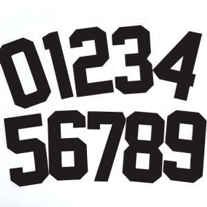 20*11CM/ Big Number Letter Patches Clothes Sticker0~9 WhiteBlack Digital Number Jersey Badges Heat Transfer Iron on Patches