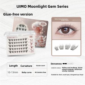 UIMO Self-Adhesive Natural Looking Fake Eyelashes Baby Bend Moon Spring Sand Dune Eyelashes No Glue Required Beauty Tools