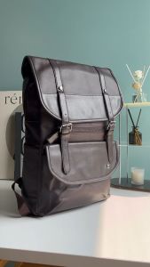 Waterproof Leather Backpack Korean Fashion Men Retro Business Travel Large Capacity