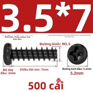 TIANZHUOJINSHU | Vít Tự Khoan Đầu Tròn Chìm Màu Đen từ Thép Carbon Cứng