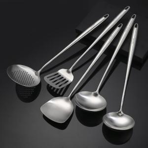 MEISITEKEKE | Bộ Dụng Cụ Nhà Bếp Inox 304 Dày Tay Cầm Gỗ Dài