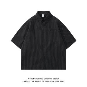 WUKONGYOUHUO | Retro Striped Short Sleeve Loose Shirt