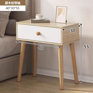 Ready Stock Nordic Bedside Table Solid Wood Leg Drawer Side Cabinet Living Room side Table Bedroom table Solid Meja Katil Tepi