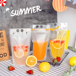 100pcs Liquid Pouch Resealable Stand Up Drink Pouch Packaging Bag Resealable Pouch (Not include straws)