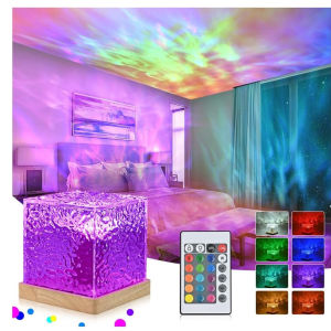 Square Dynamic Atmosphere Light Sunset Projection LED Nordic Small Night Lamp Wave Pattern Ambient Light Home Decor Lighting