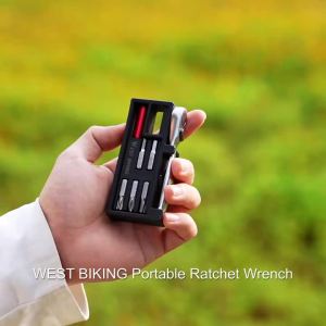 West Biking | WEST BIKING Bicycle Repair Tool Set Rotating Ratchet Tool Kit Alloy Steel Handle Integrated Magnetic Bits Bike Repair Tool Kit
