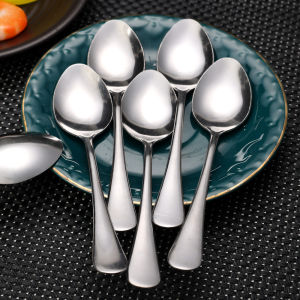 6pcs Long Handled Stainless Steel Spoon Restaurant Kitchen Soup Spoons Sliverware Dishwasher Dinner Spoons Dessert Tea Spoon